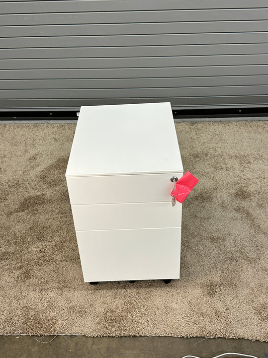 Subote 3-drawer white mobile vertical filing cabinet